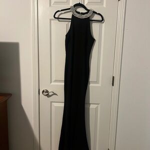 Altered- Lulus Grand Entrance Black Pearl Maxi Dress - Size X-Small